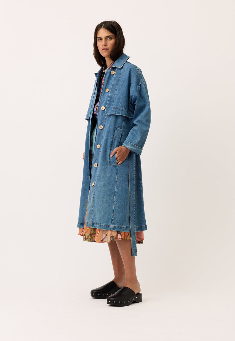 Nancybird Linu Trench in Denim