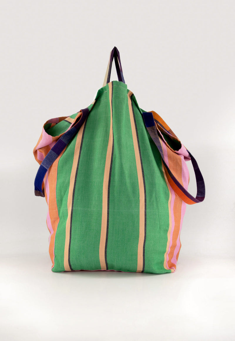 Nancybird Remnant Woven Tote in Pink and Green