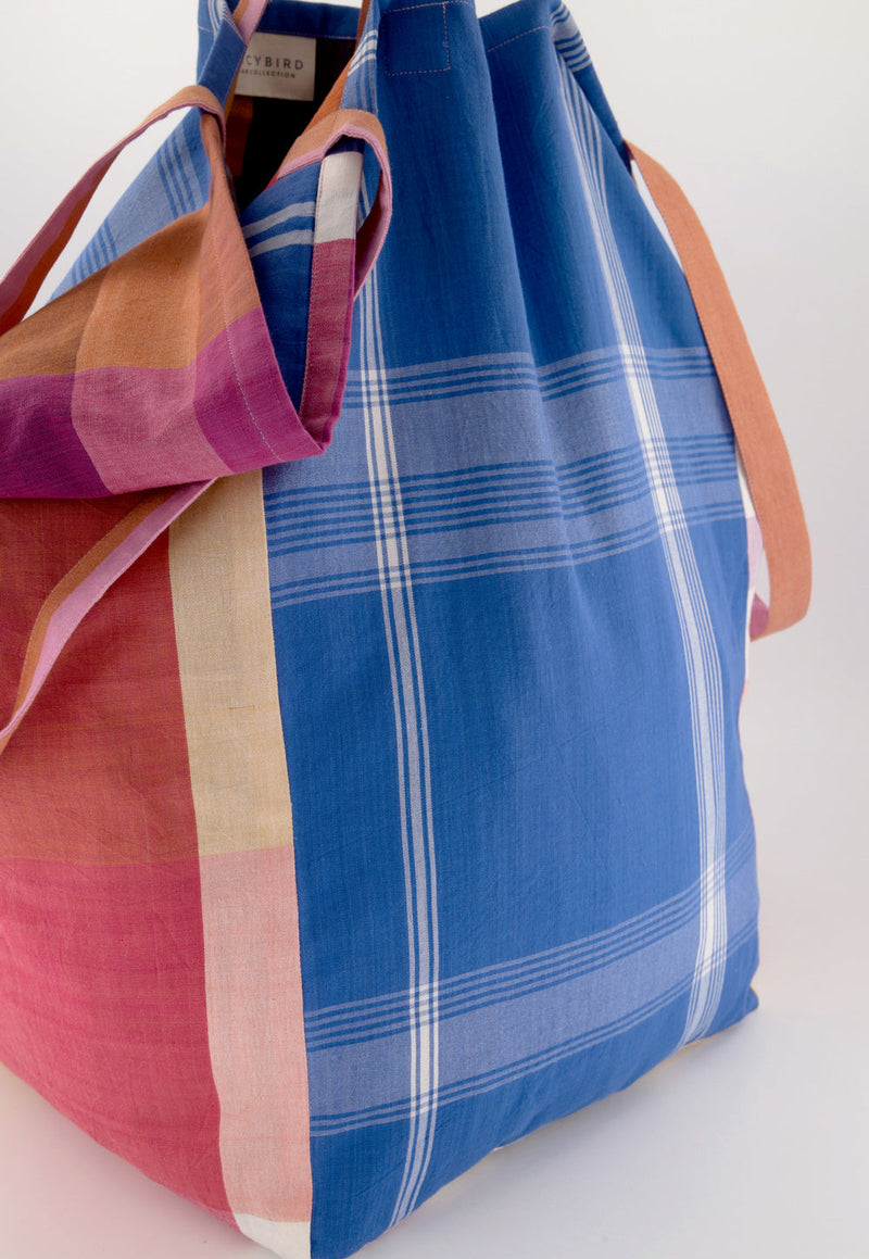 Nancybird Remnant Woven Tote in Plaid