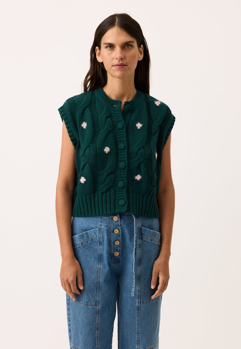 Nancybird Eugenia Vest in Forest