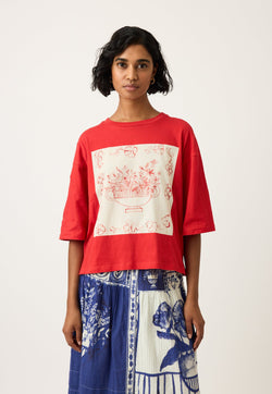 Nancybird Tasmin Boxy Tee in Red Vase