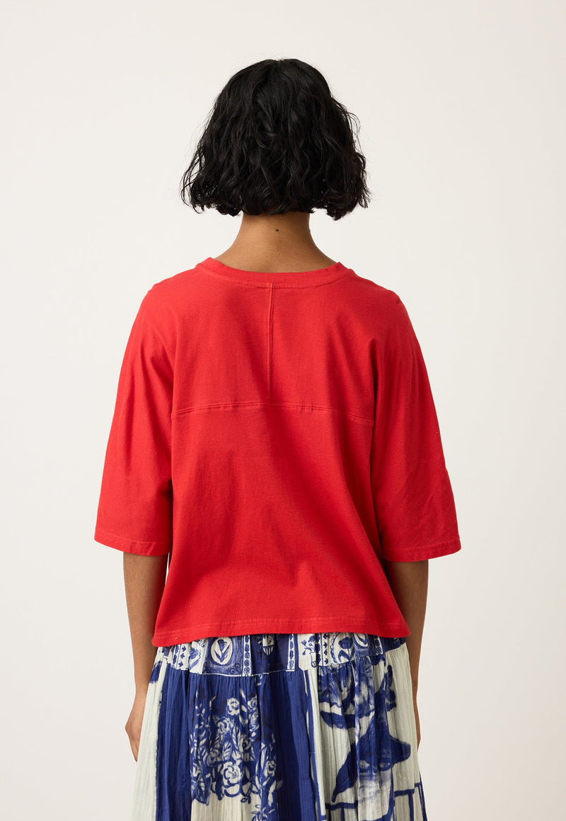 Nancybird Tasmin Boxy Tee in Red Vase