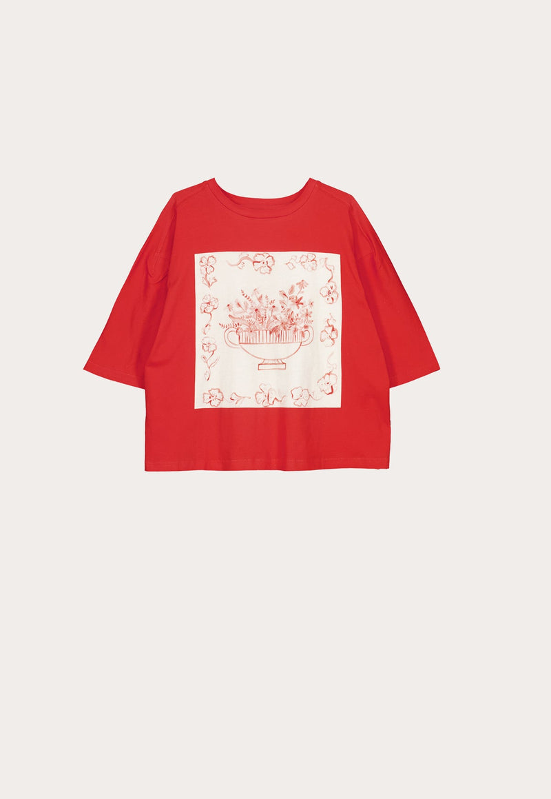Nancybird Tasmin Boxy Tee in Red Vase