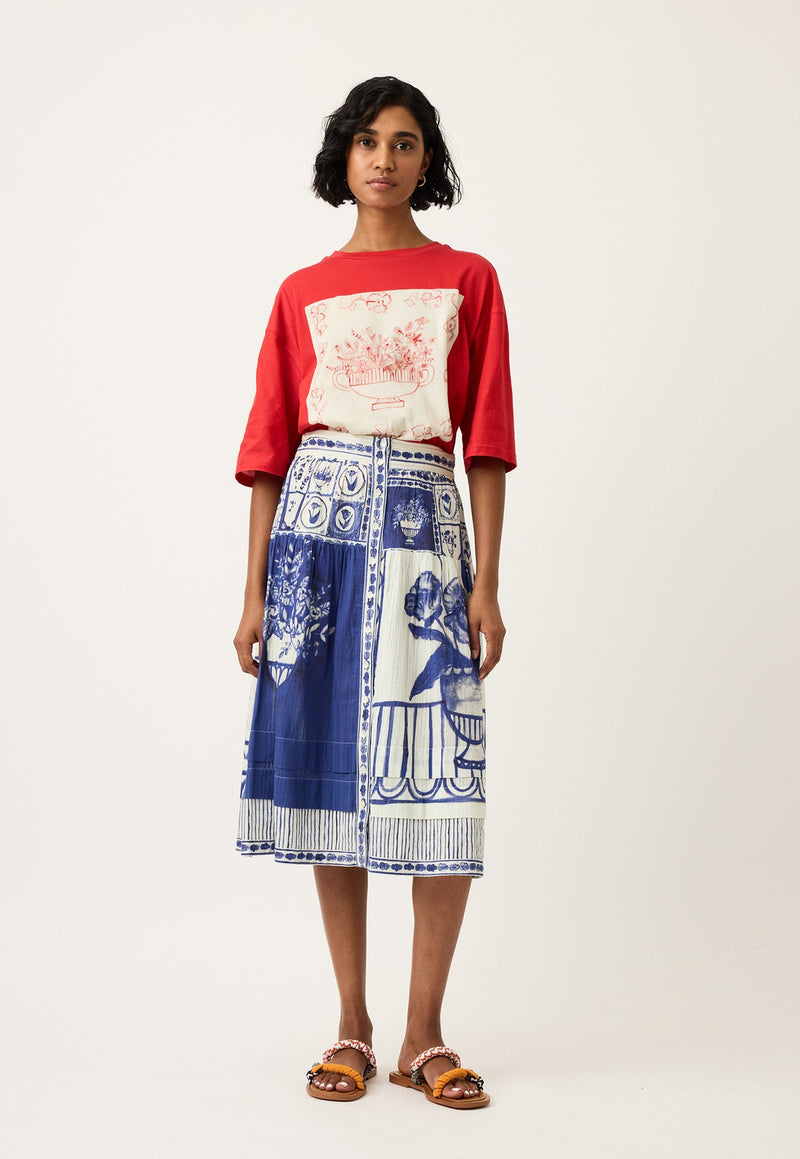 Nancybird Coco Pintuck Skirt in Lyon Tile