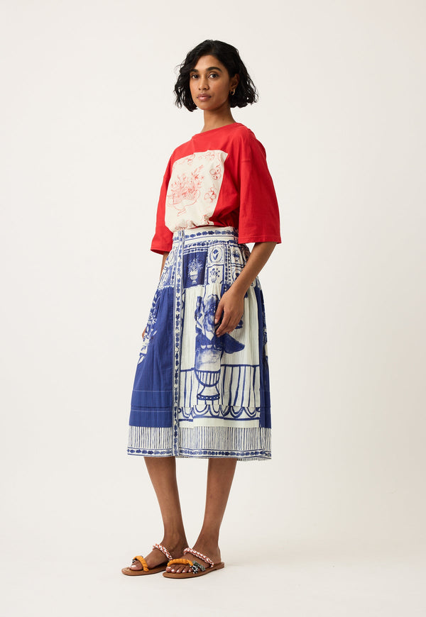 Nancybird Coco Pintuck Skirt in Lyon Tile