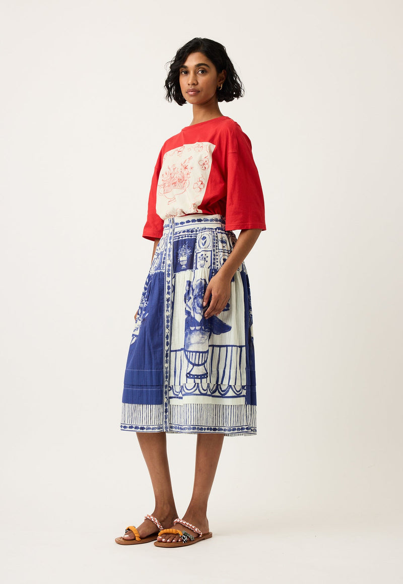 Nancybird Coco Pintuck Skirt in Lyon Tile