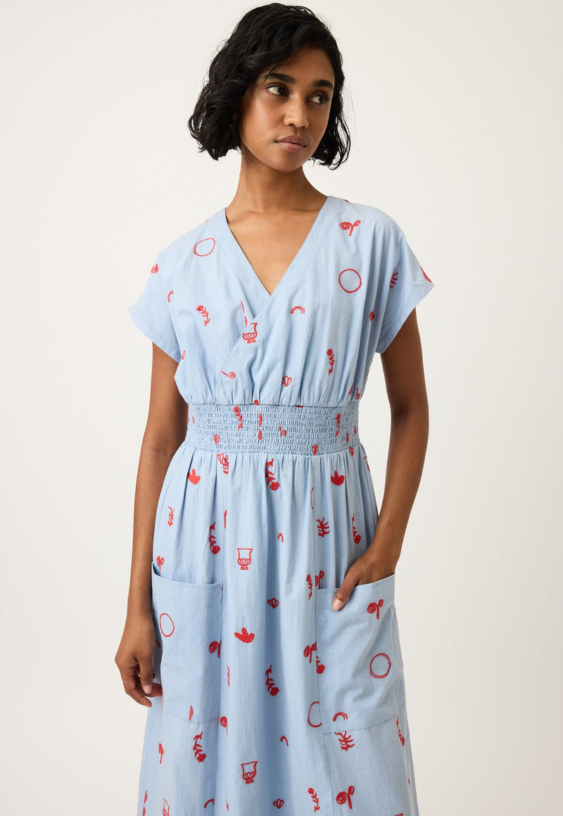 Nancybird Hana Wrap Dress in Motif Embroidery