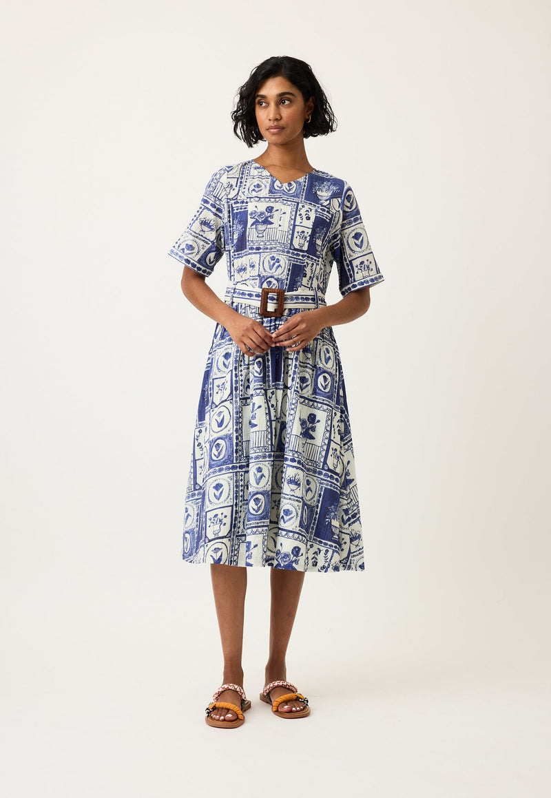 Nancybird Mona Short Sleeve Dress in Lyon Tile