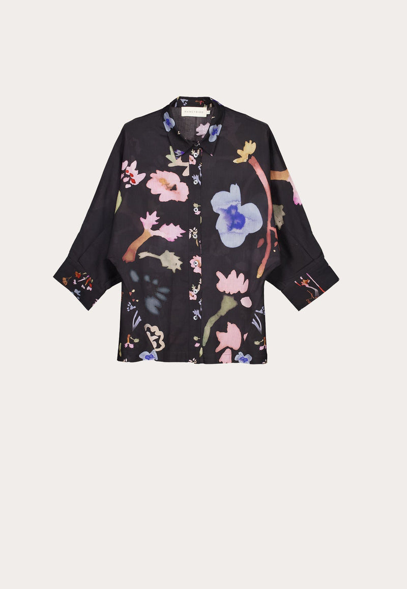 Nancybird Alba Shirt in Watercolour Charcoal
