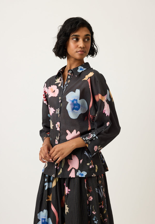 Nancybird Alba Shirt in Watercolour Charcoal