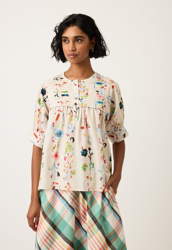 Nancybird Gwen Blouse in Watercolour Cream