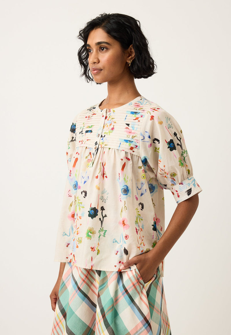 Nancybird Gwen Blouse in Watercolour Cream