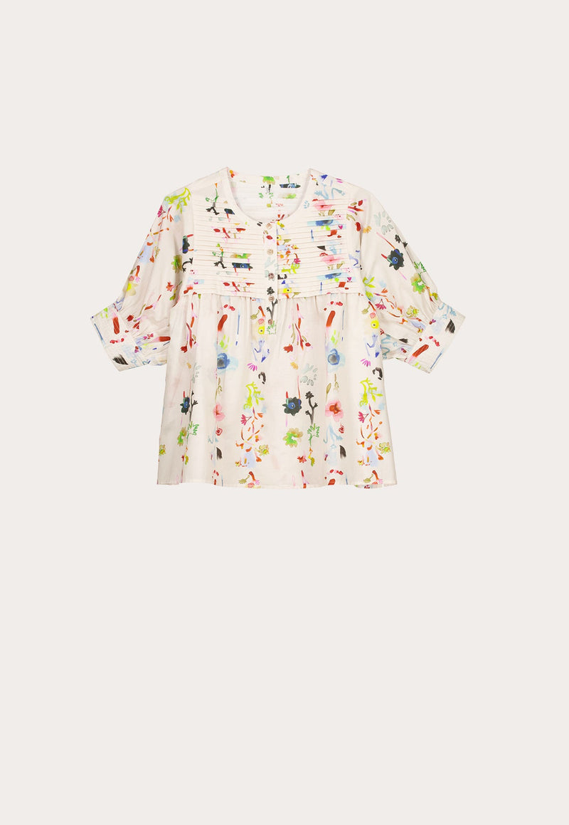 Nancybird Gwen Blouse in Watercolour Cream