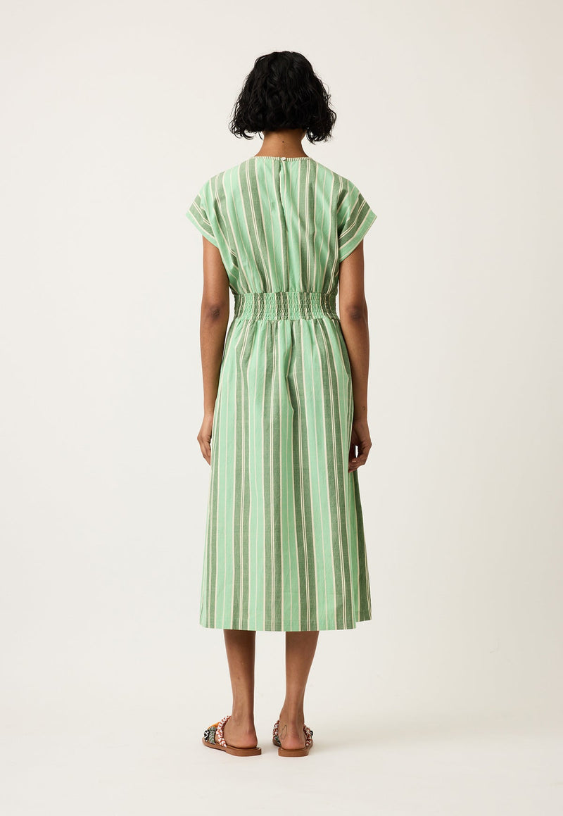 Nancybird Hana Wrap Dress in Green Stripe