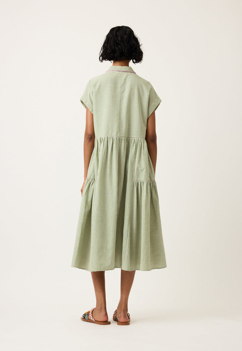 Nancybird Maja Dress in Green Stripe