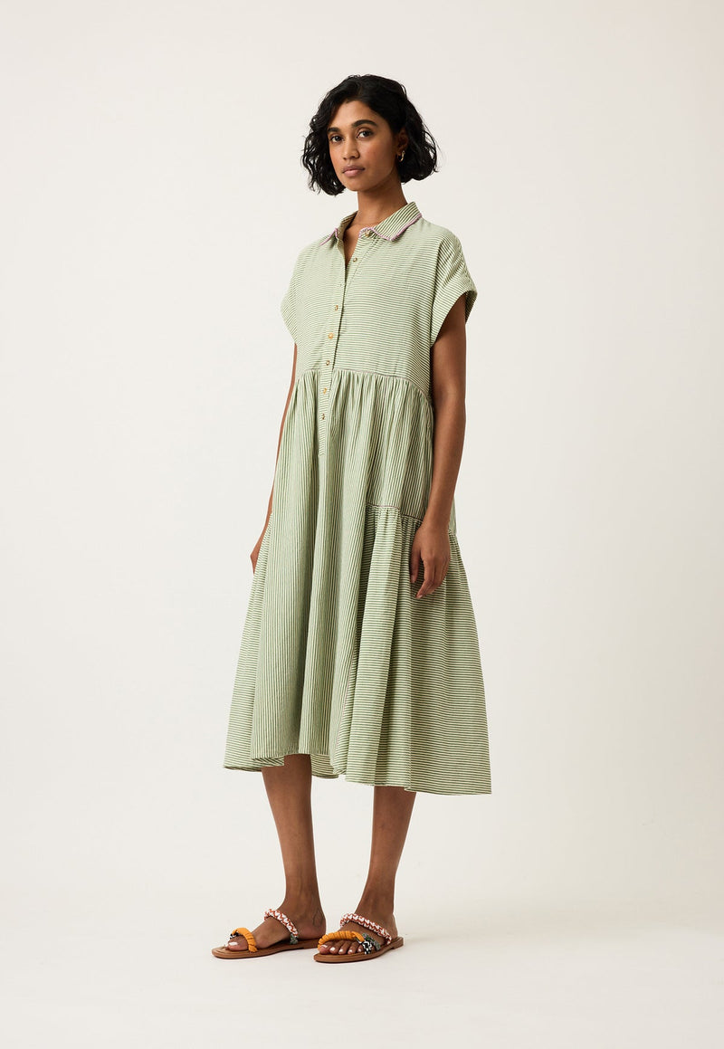 Nancybird Maja Dress in Green Stripe