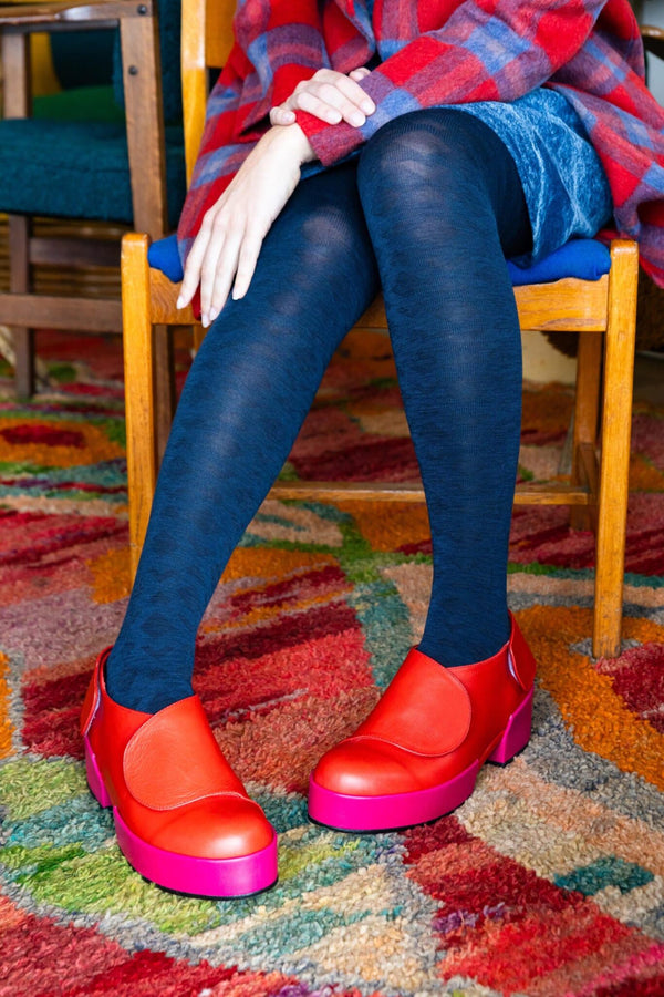 Tightology 'Deco' Merino Wool Tights in Navy