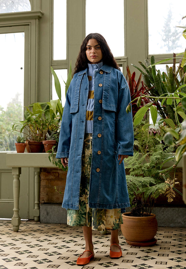 Nancybird Linu Trench in Denim