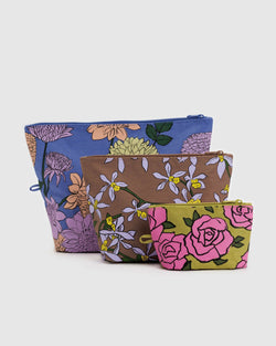 Baggu Go Pouch Set in Garden Flowers