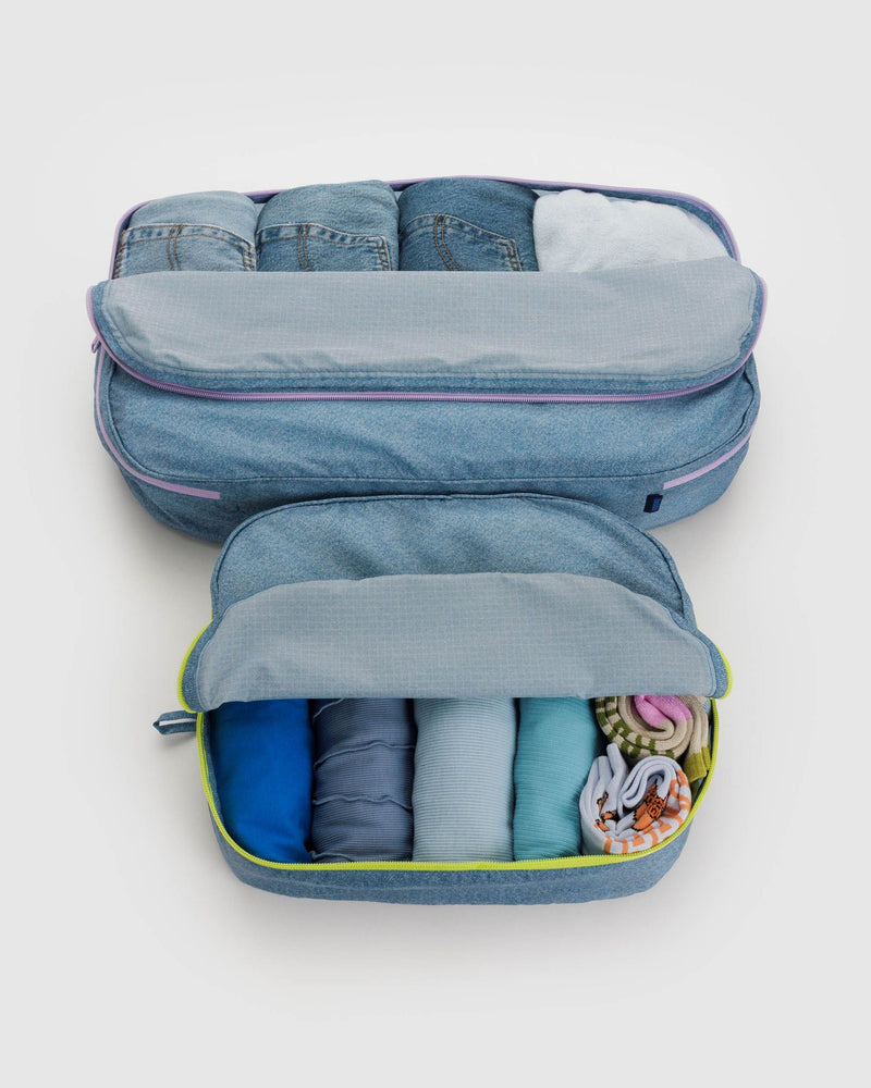 Baggu Large Packing Cube Set in Digital Denim