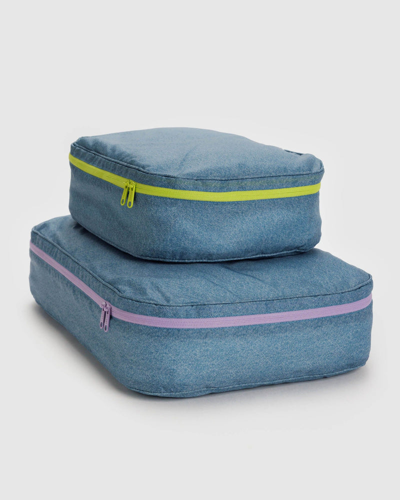 Baggu Large Packing Cube Set in Digital Denim