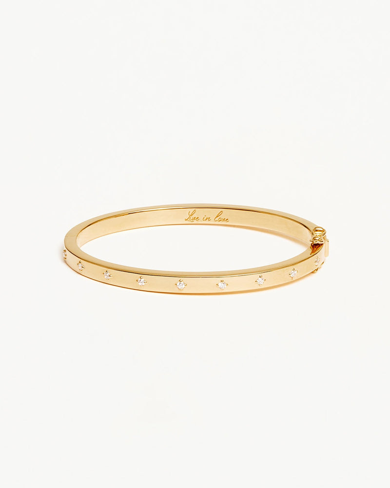 by charlotte 18k Gold Vermeil Live in Love Hinged Bracelet