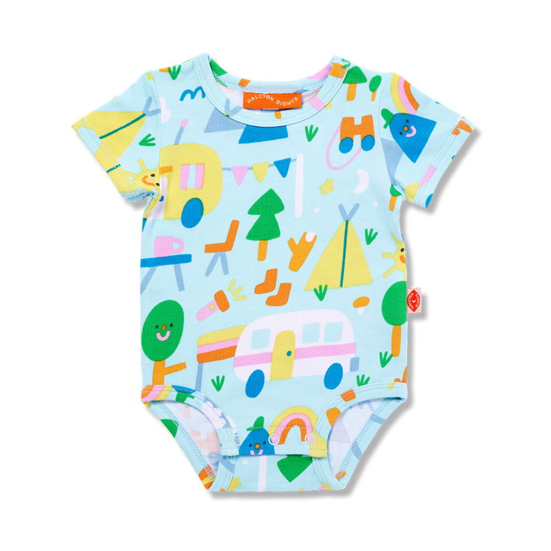 Halcyon Nights 'Happy Campers' Short Sleeve Bodysuit