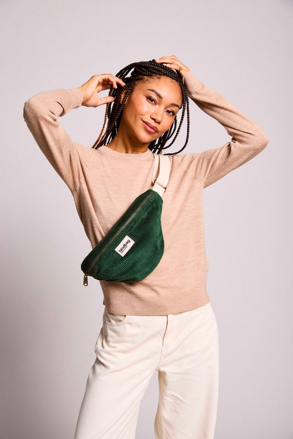 Hindbag 'Olivia' Velvet Fanny Pack in Pine Green