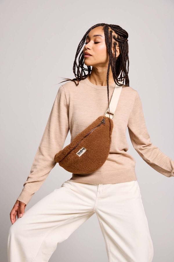 Hindbag 'Sasha' Teddy Belt Bag in Brown