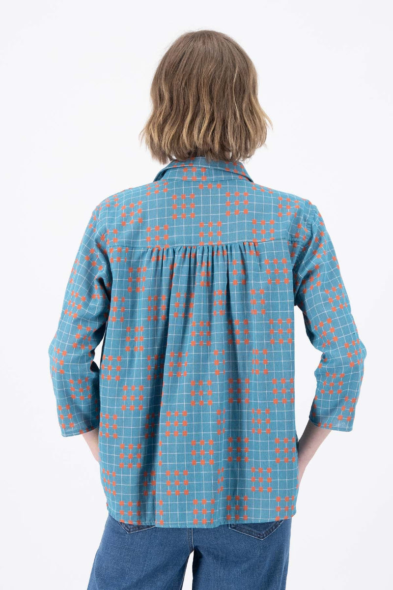 Olga de Polga Network Shirt Blue in Woven Cotton