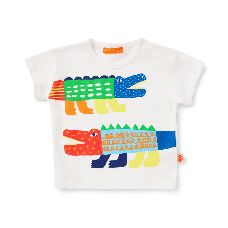 Halcyon Nights 'Crocodile' White Short Sleeve T Shirt