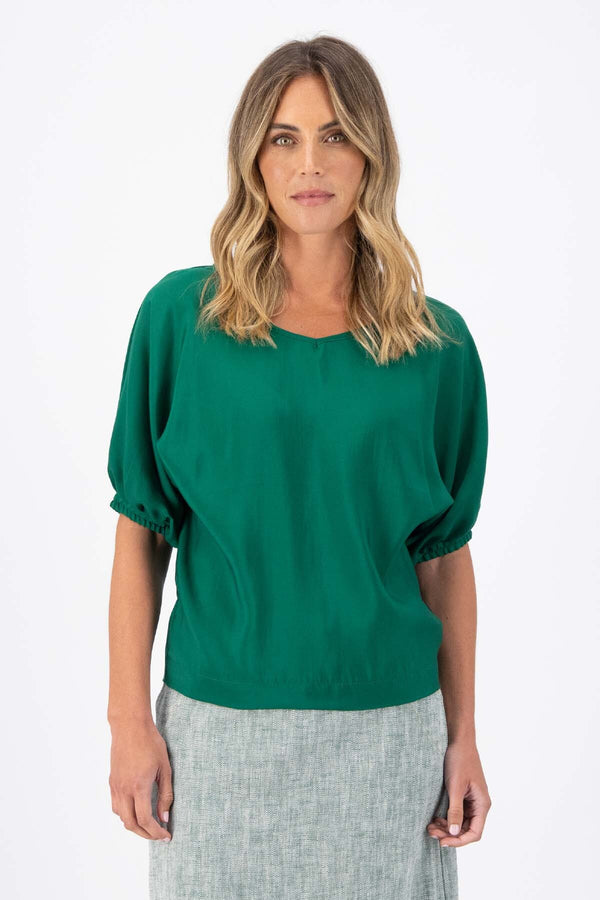 Olga de Polga Skyscraper Camisa Dark Green in Fine Tencel