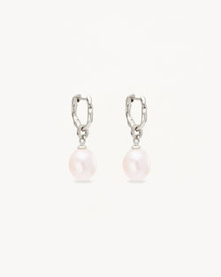 by charlotte Sterling Silver Embrace Stillness Pearl Hoops