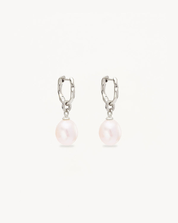 by charlotte Sterling Silver Embrace Stillness Pearl Hoops