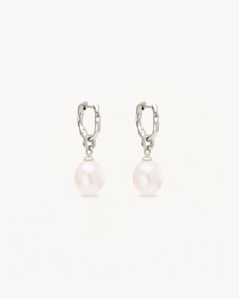 by charlotte Sterling Silver Embrace Stillness Pearl Hoops