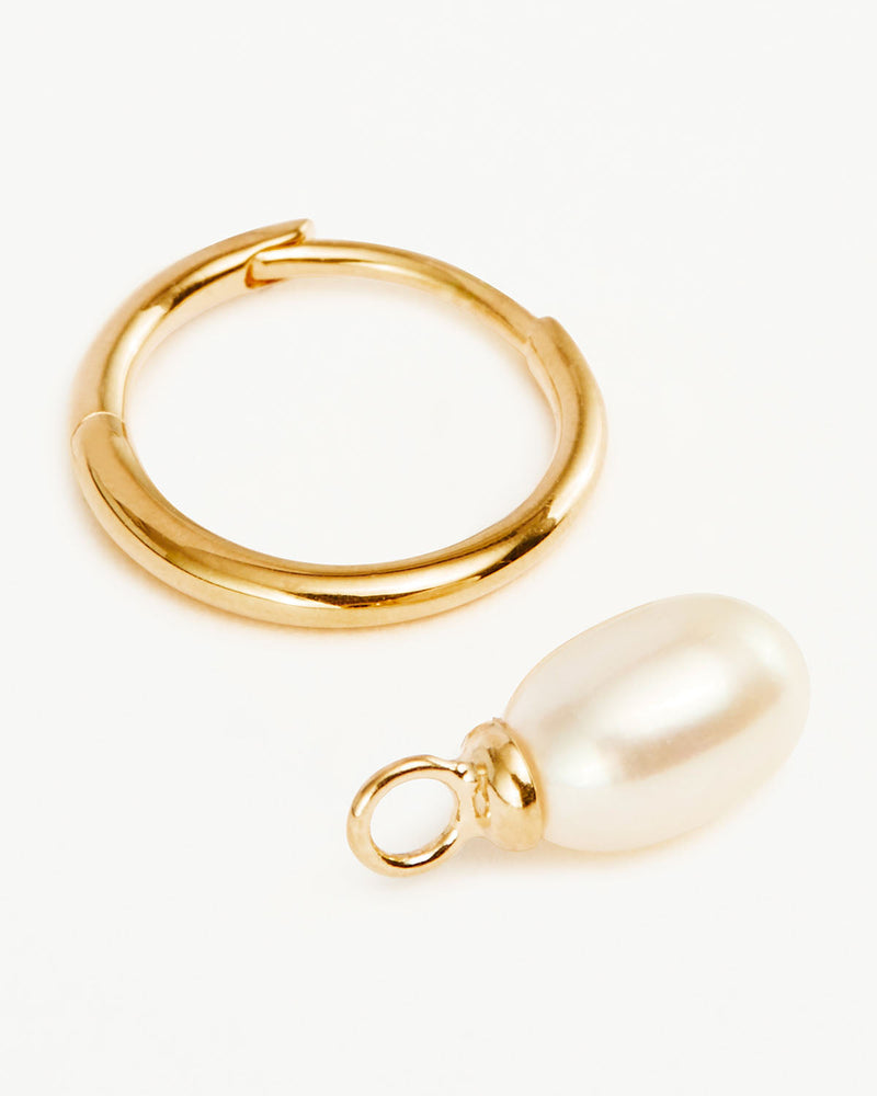 by charlotte 18k Gold Vermeil Live in Peace Pearl Hoop Earrings