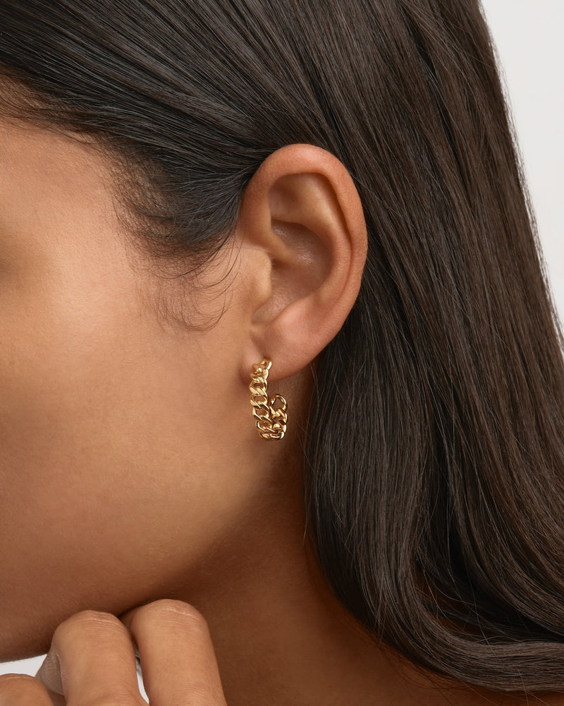 by charlotte 18k Gold Vermeil Radiant Curb Hoops