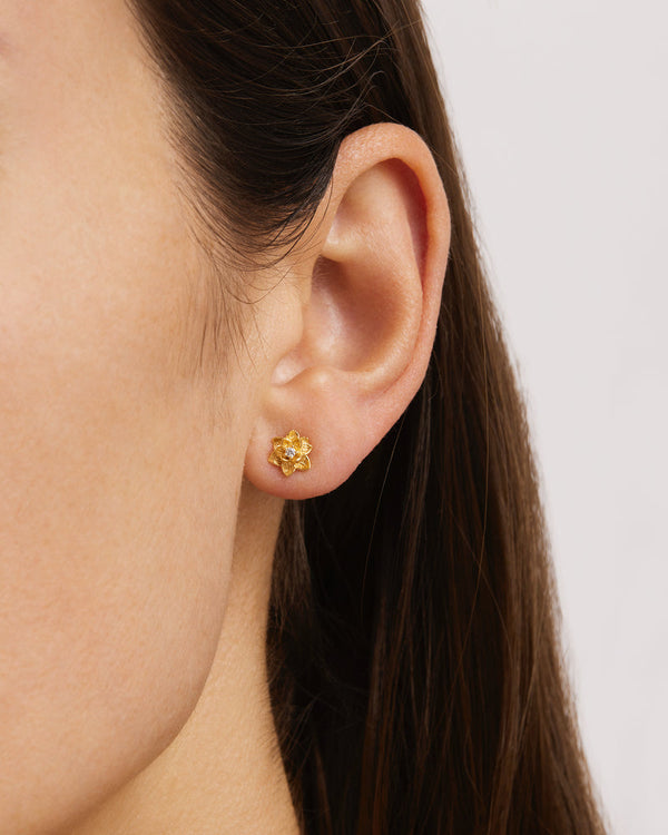by charlotte 18k Gold Vermeil Bloom Within Lotus Stud Earrings