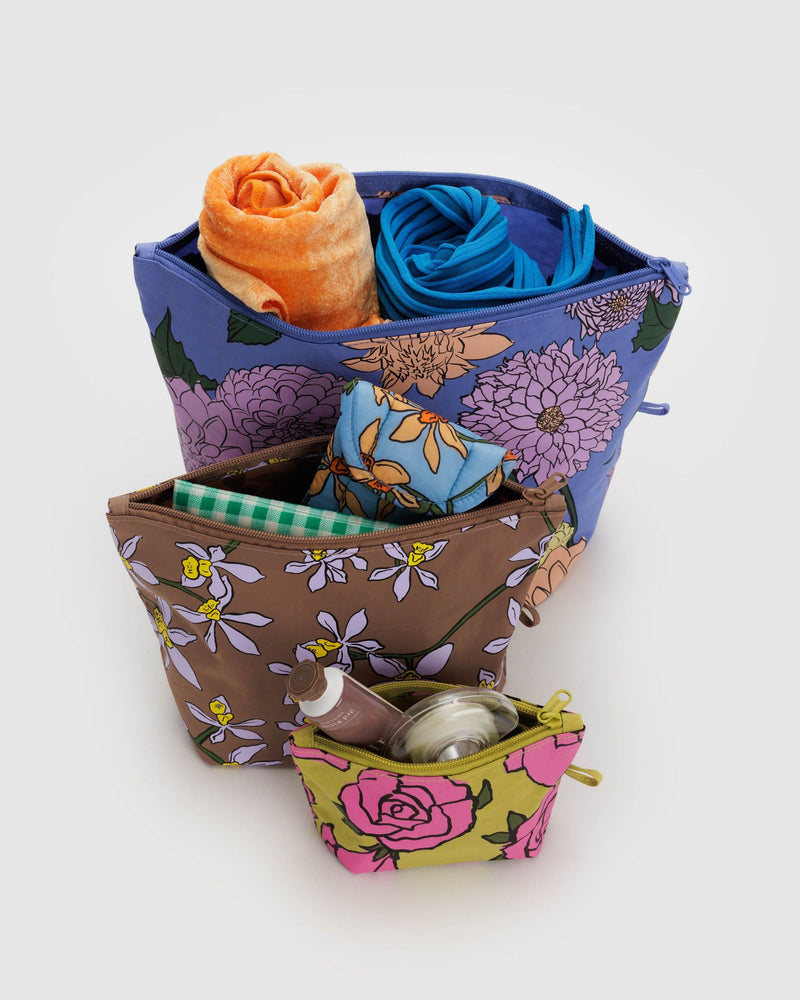 Baggu Go Pouch Set in Garden Flowers