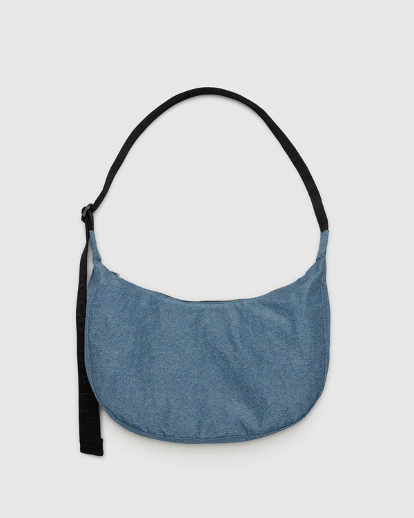 Baggu Medium Nylon Crescent Bag in Digital Denim