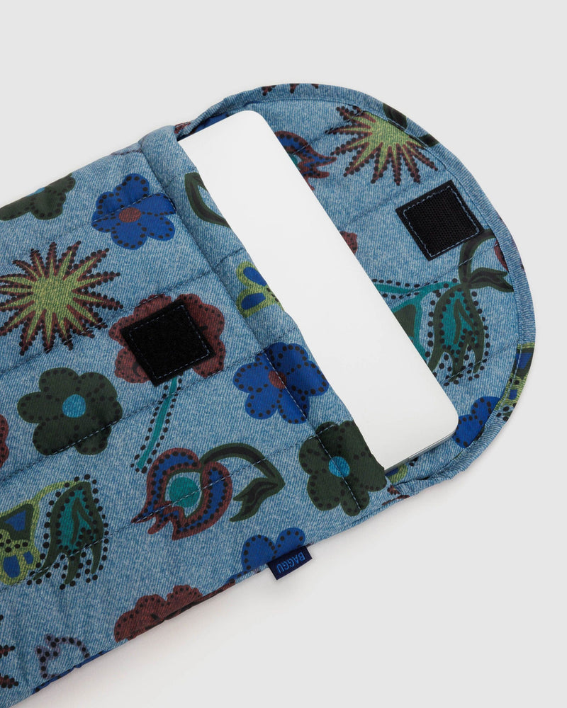 Baggu Puffy Laptop Sleeve 13"/14" in Digital Denim Birds