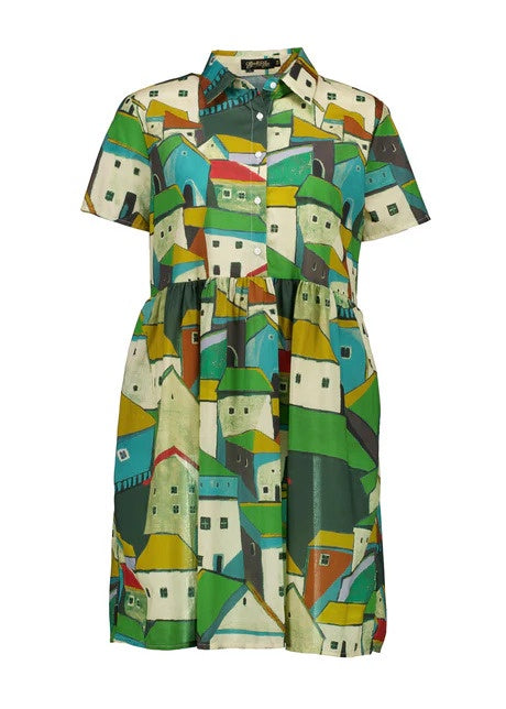 Olga de Polga Pueblito Vila Dress Long Green in Cotton