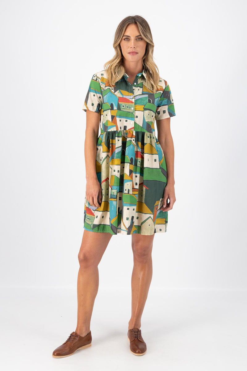 Olga de Polga Pueblito Vila Dress Long Green in Cotton