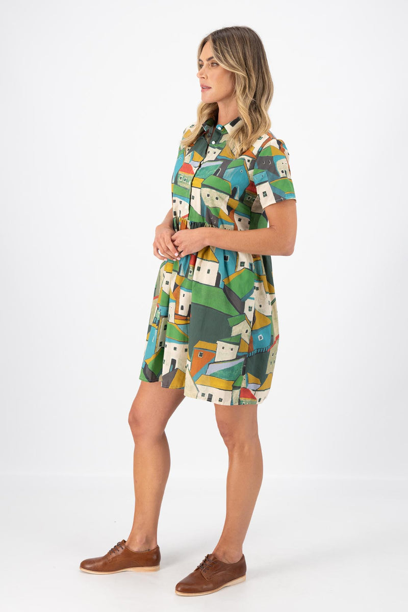 Olga de Polga Pueblito Vila Dress Long Green in Cotton