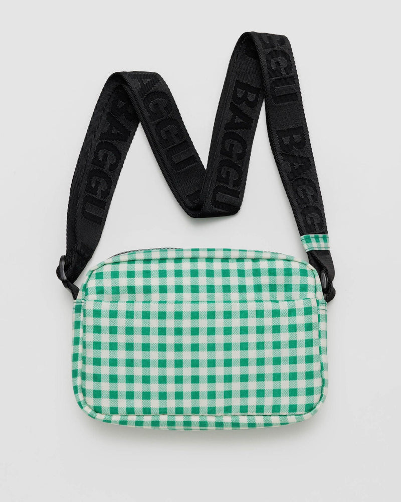 Baggu Camera Crossbody Bag in Green Gingham