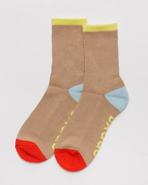 Baggu Ribbed Socks in Beige Mix