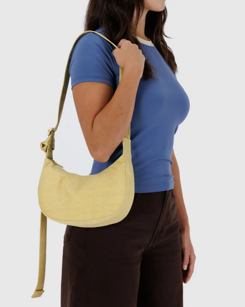 Baggu Small Nylon Crescent Bag in Butter