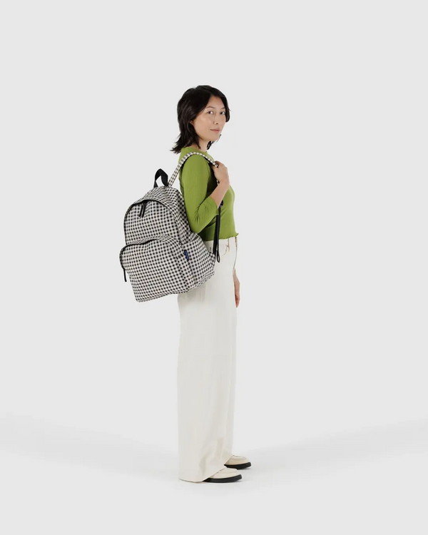 Baggu Large Nylon Backpack in Black & White Gingham