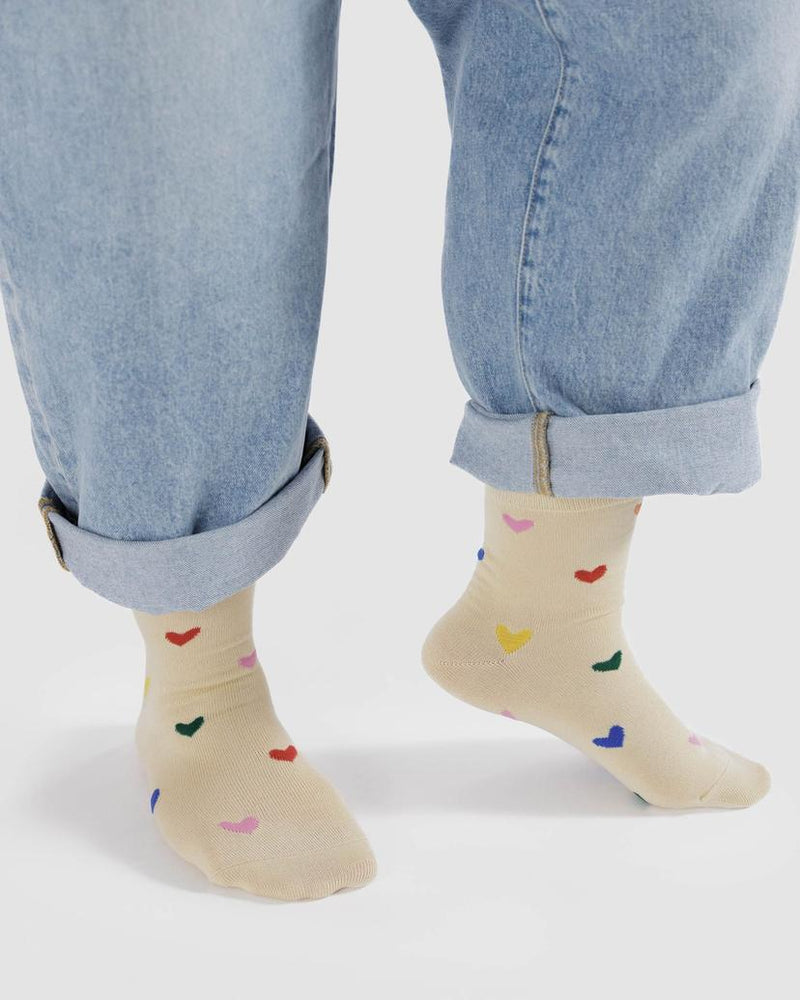 Baggu Crew Socks in Hearts