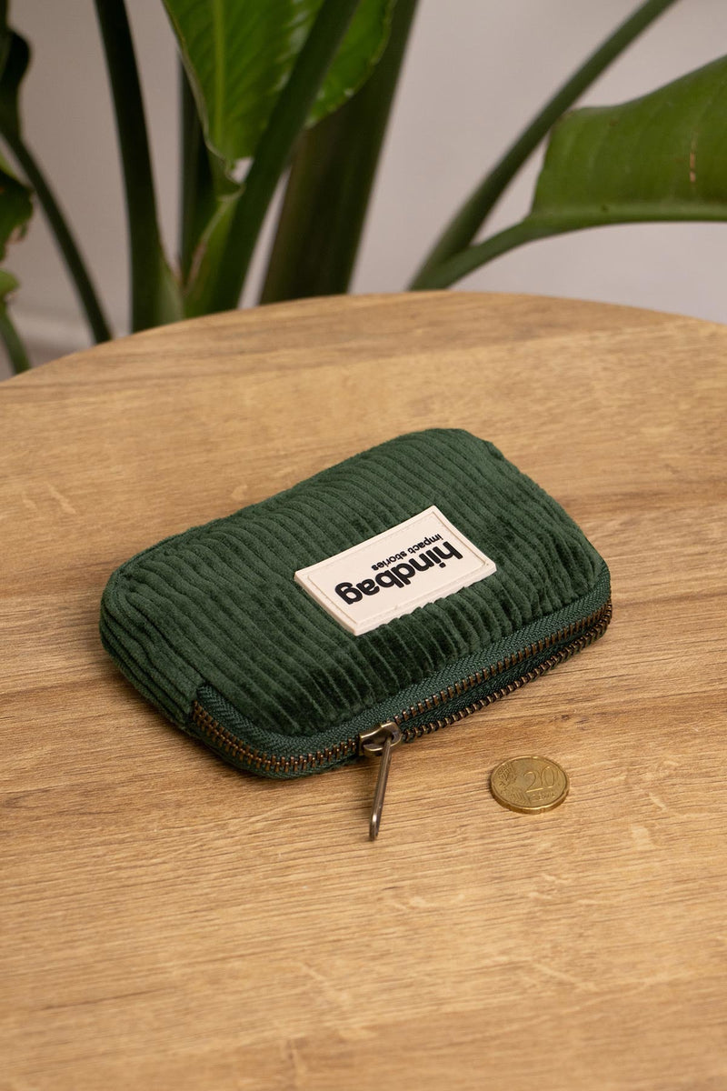 Hindbag 'Lili' Pine Green Corduroy Coin Purse